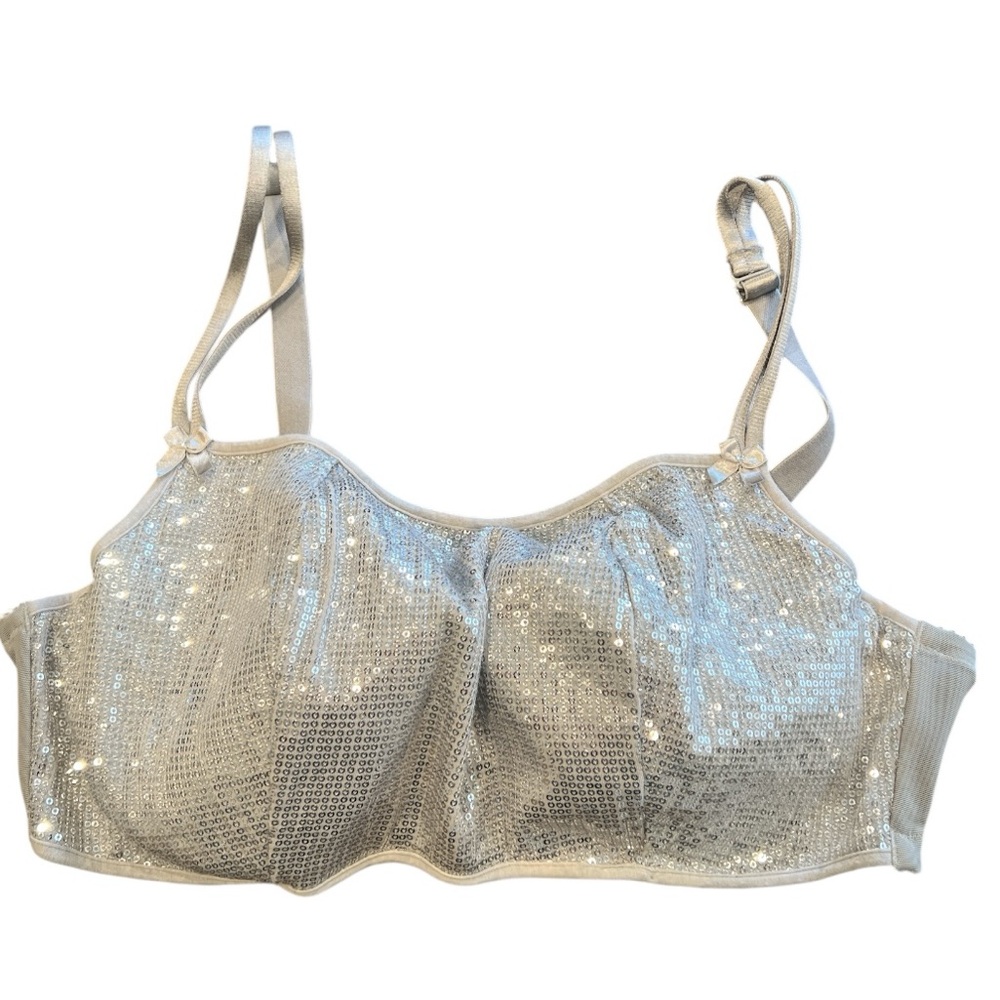 Cacique Silver Sequin underwire bra size 44D
